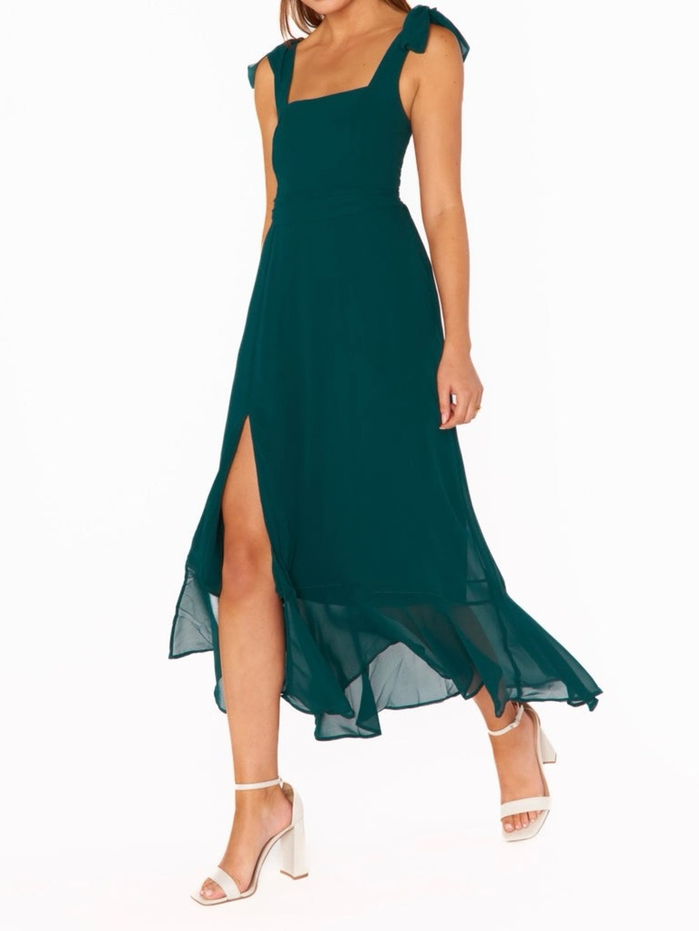 NWT Show Me Your Mumu Claire Midi Dress Emerald Chiffon Size XS